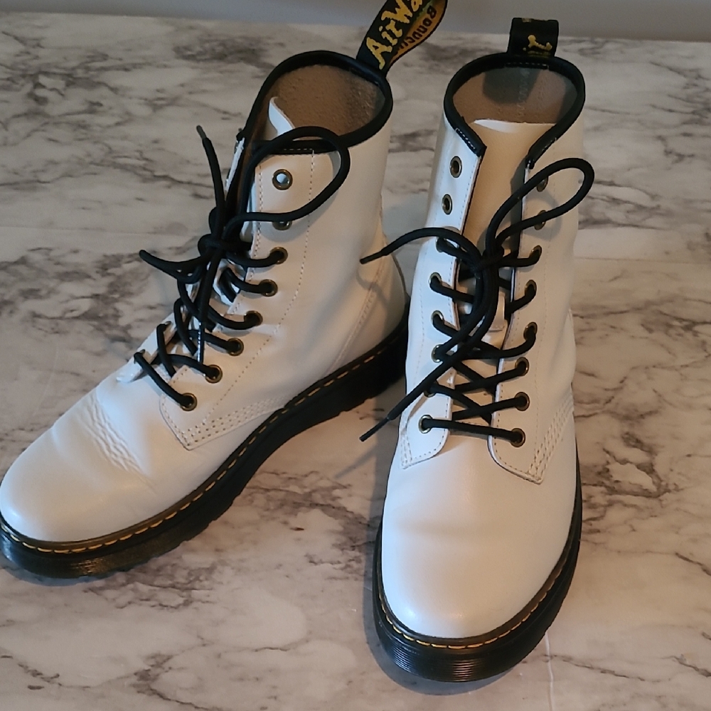 Dr. Martens White and Black Combat Boots